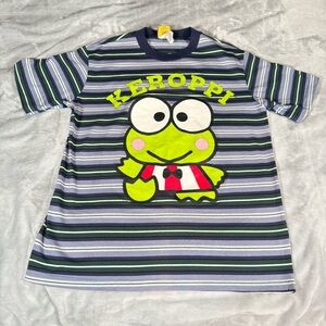 Vintage Sanrio Keroppi Frog Striped T Shirt Mens L Made In USA 90s HAS FLAWS*